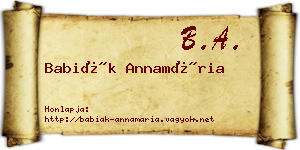 Babiák Annamária névjegykártya